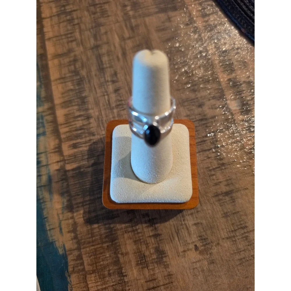 Urban Outfitters Mens Silver Tone Ring Set Black Stone Maltese Cross Size 7